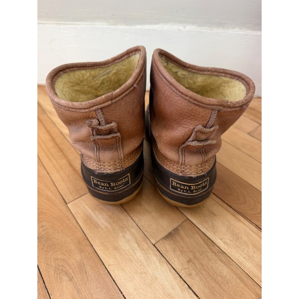 Vintage L.L.Bean Bean Boots Women 7 Leather Shearling Lined Duck Boots USA Maine - Picture 5 of 14